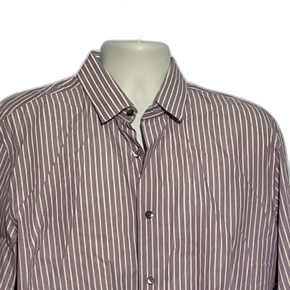 Express Purple Stripe Modern Fit XL Dress Shirt - Picture 3 of 8